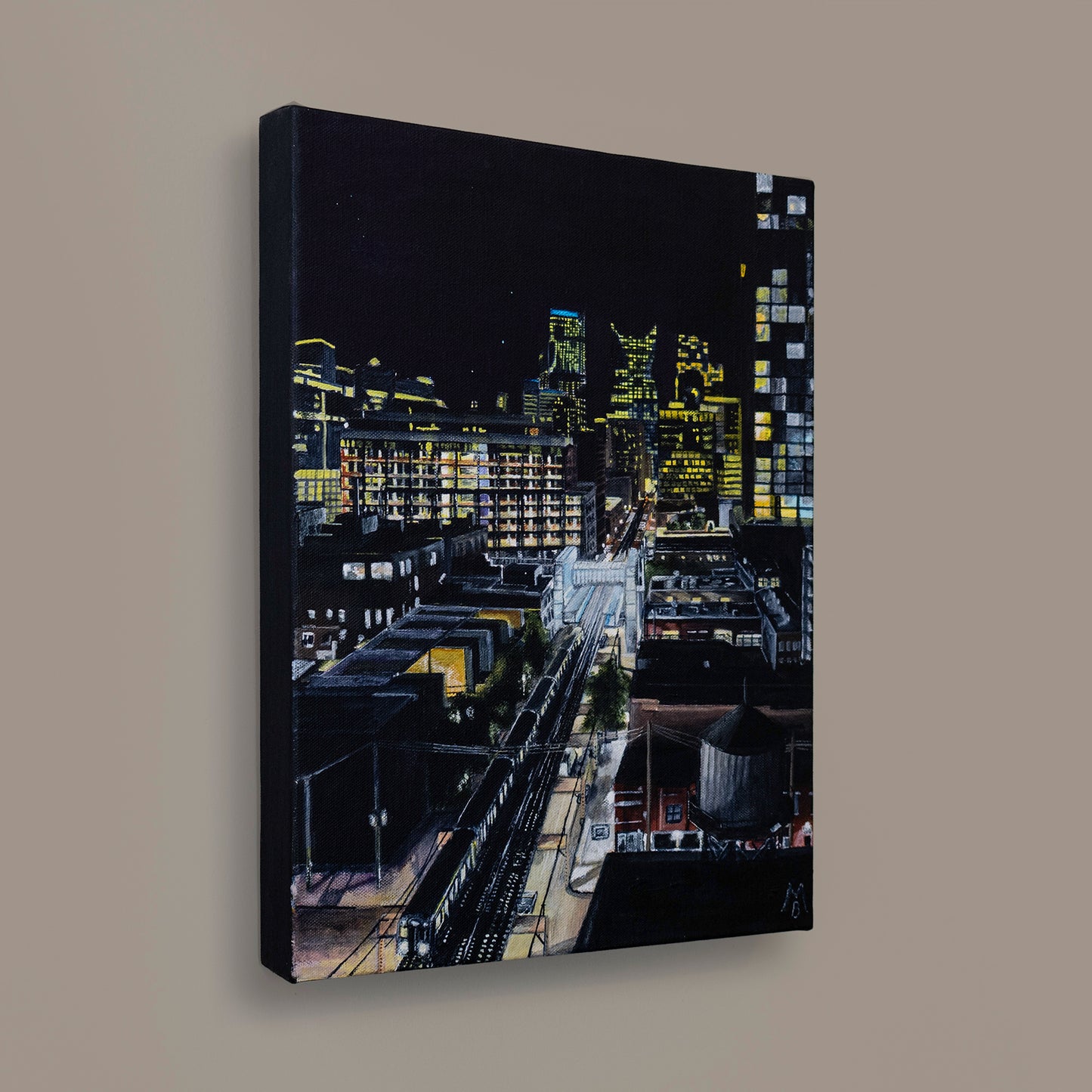 Chicago at Night: Yellow Original Art