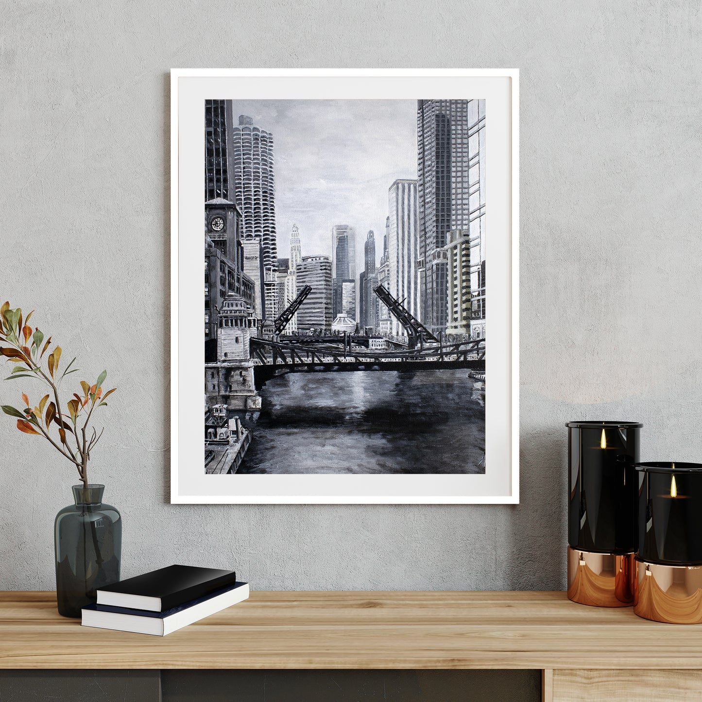 Downtown Bridges in Gray Giclée Print