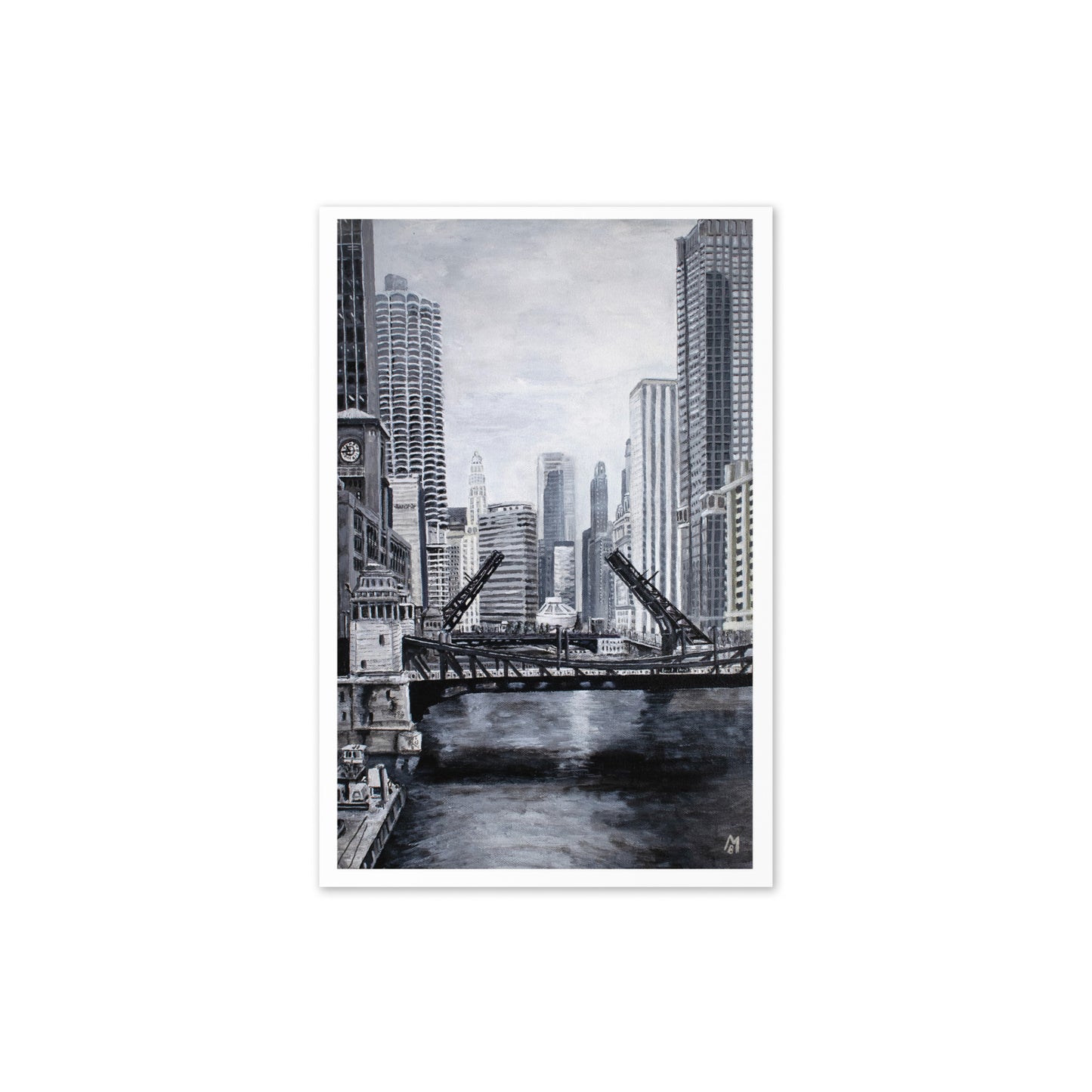 Downtown Bridges in Gray Greeting Card