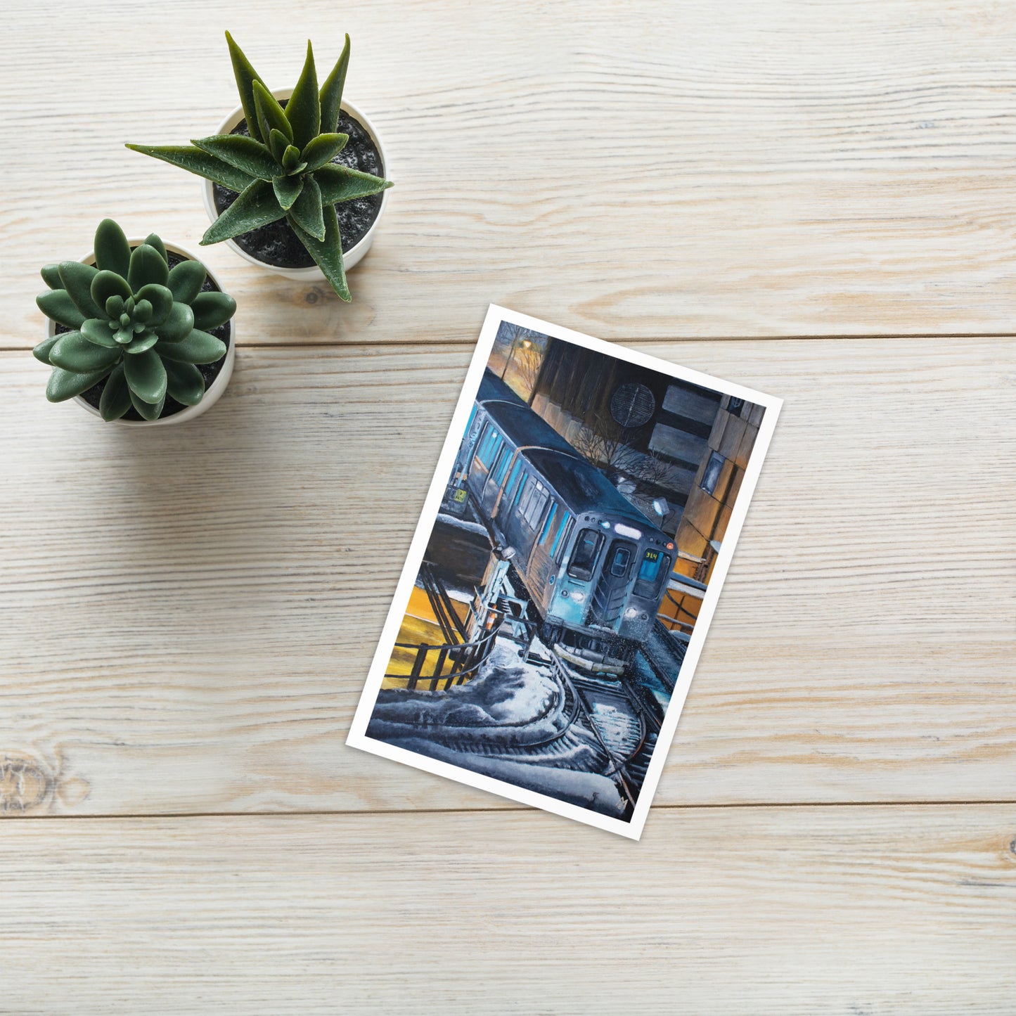Chicago Loop El In A Flurry Greeting Card