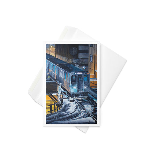 Chicago Loop El In A Flurry Greeting Card
