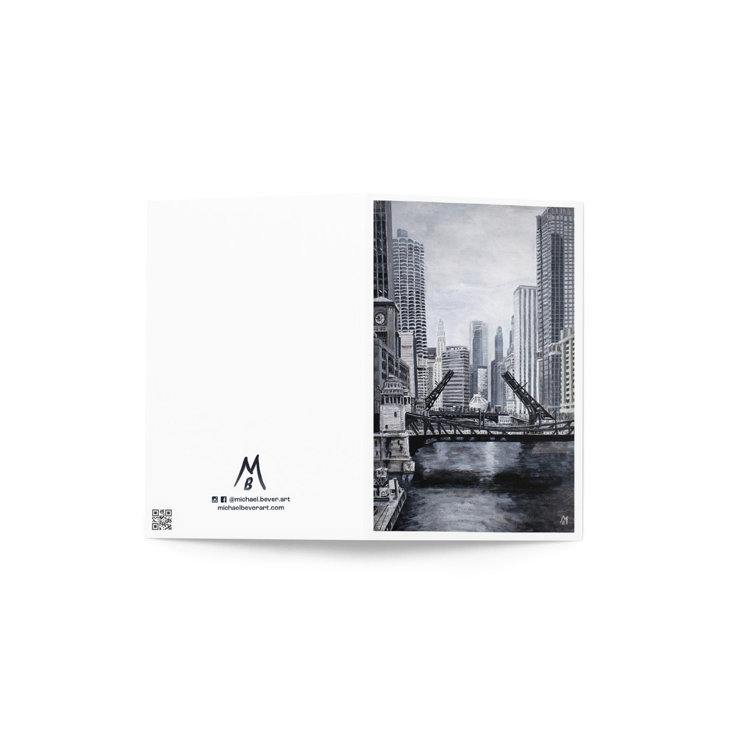 Downtown Bridges in Gray Greeting Card