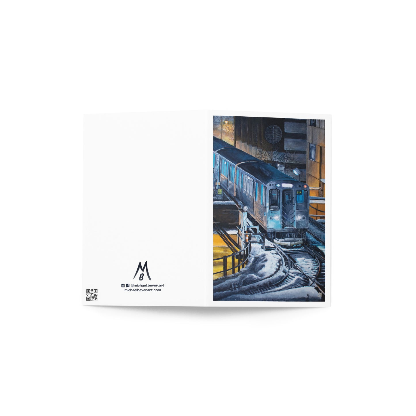 Chicago Loop El In A Flurry Greeting Card
