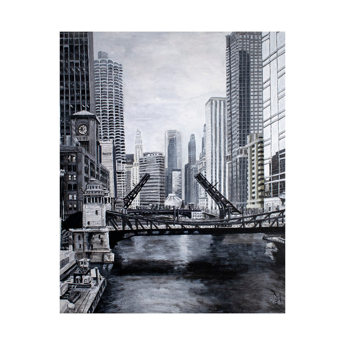 Downtown Bridges in Gray Giclée Print