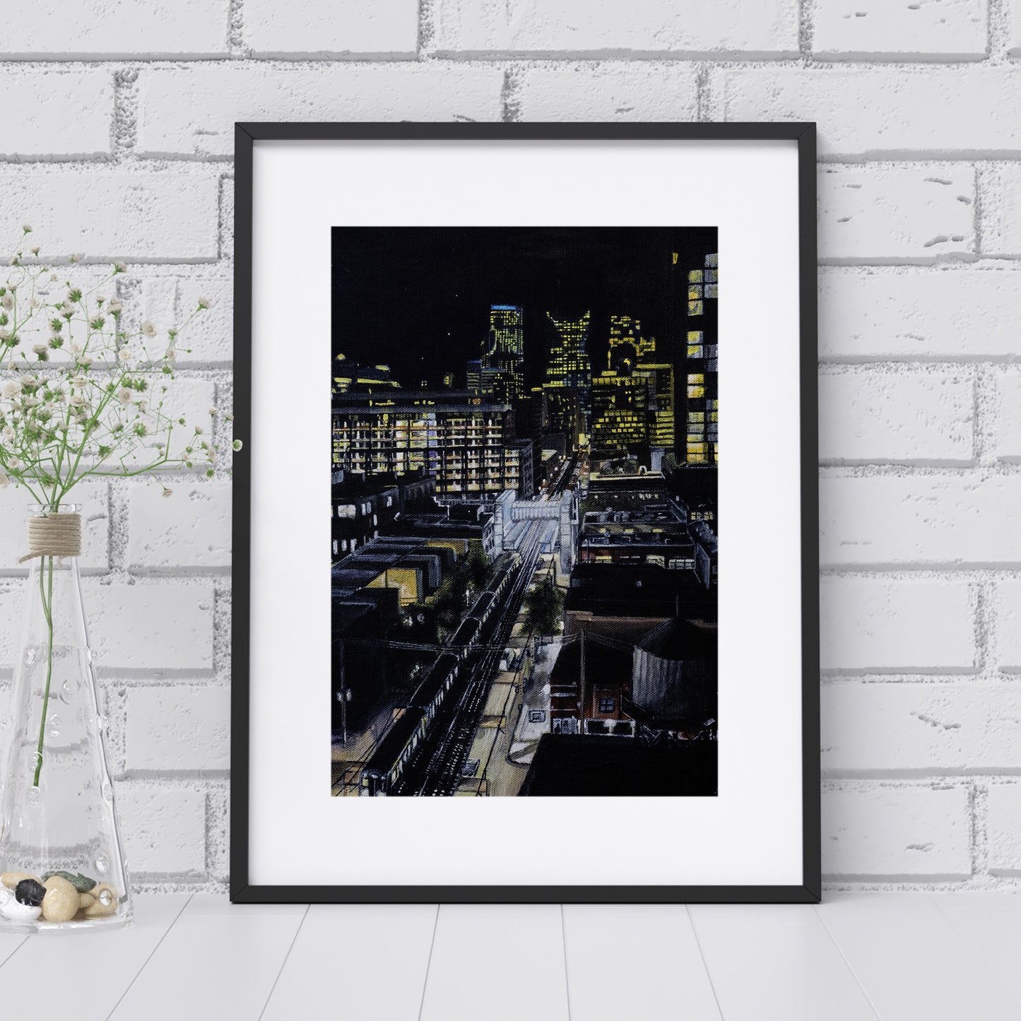 Chicago at Night: Yellow Giclée Print