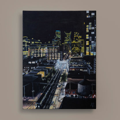 Chicago at Night: Yellow Original Art