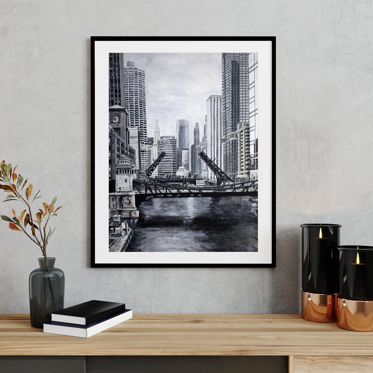 Downtown Bridges in Gray Giclée Print