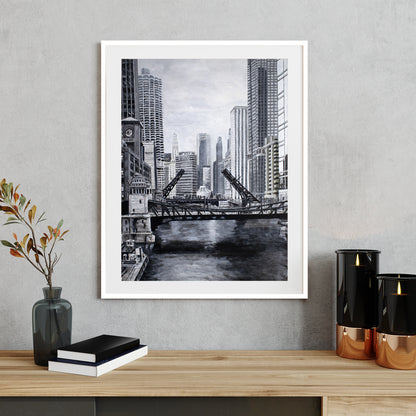 Downtown Bridges in Gray Giclée Print