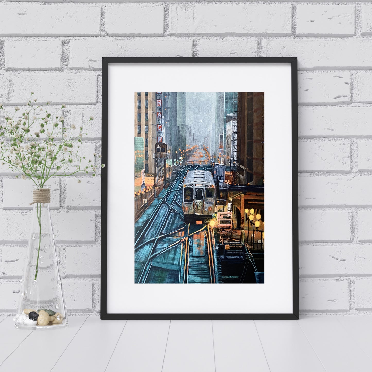 Foggy Downtown Train Giclée Print