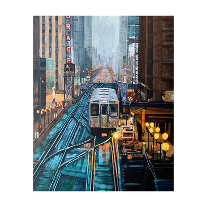 Foggy Downtown Train Giclée Print