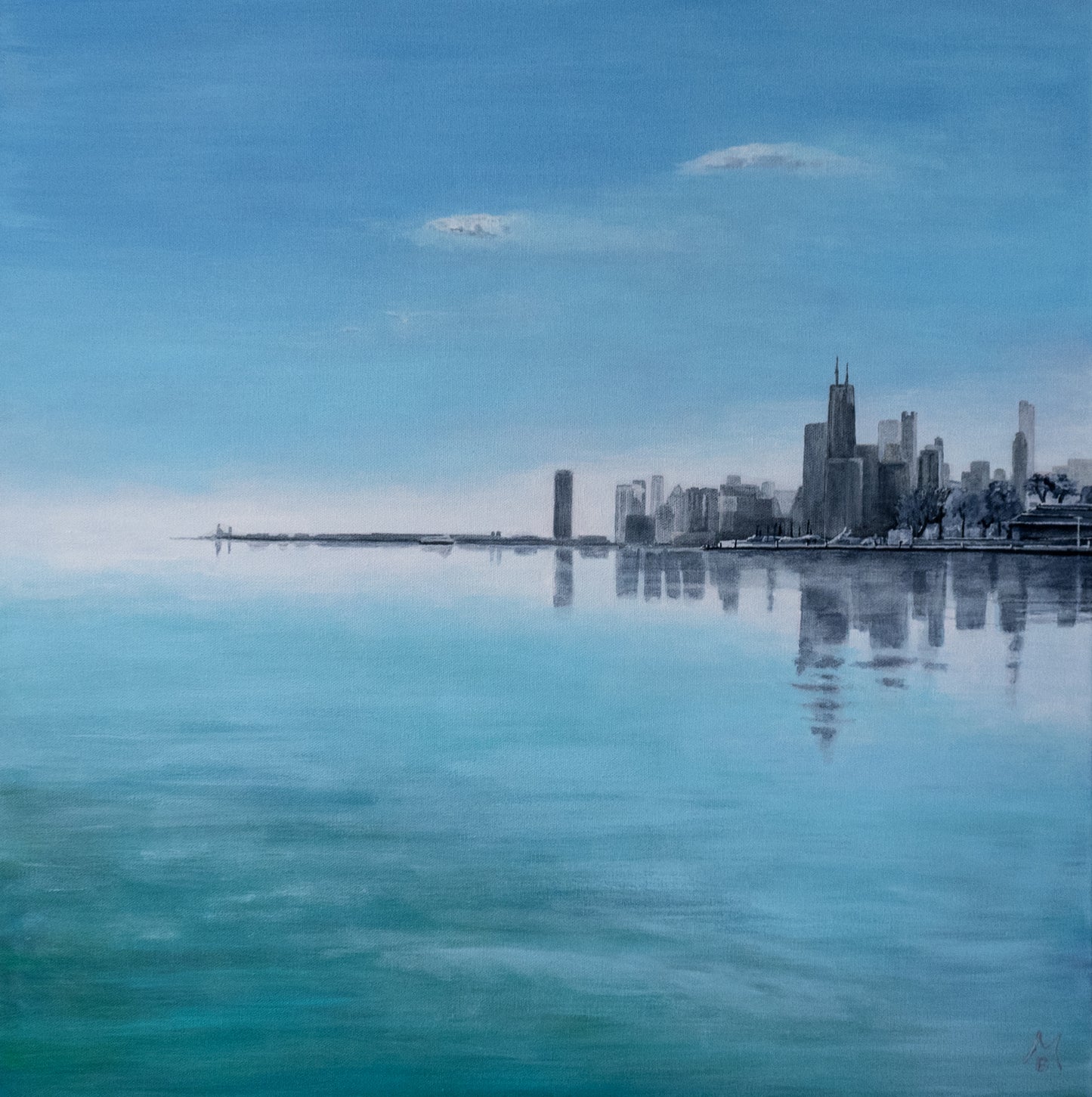 Hazy Skyline, Large Original Art