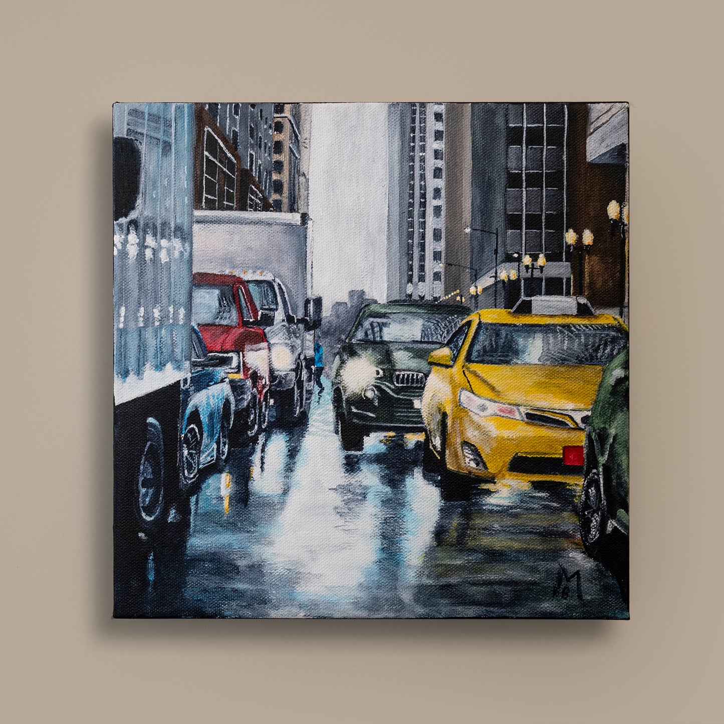 Rainy Day Commute Original Art Small