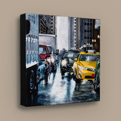 Rainy Day Commute Original Art Small