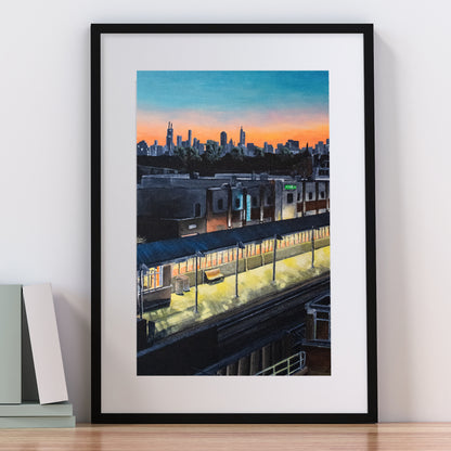 Ravenswood Metra Station at Sunrise Giclée Print