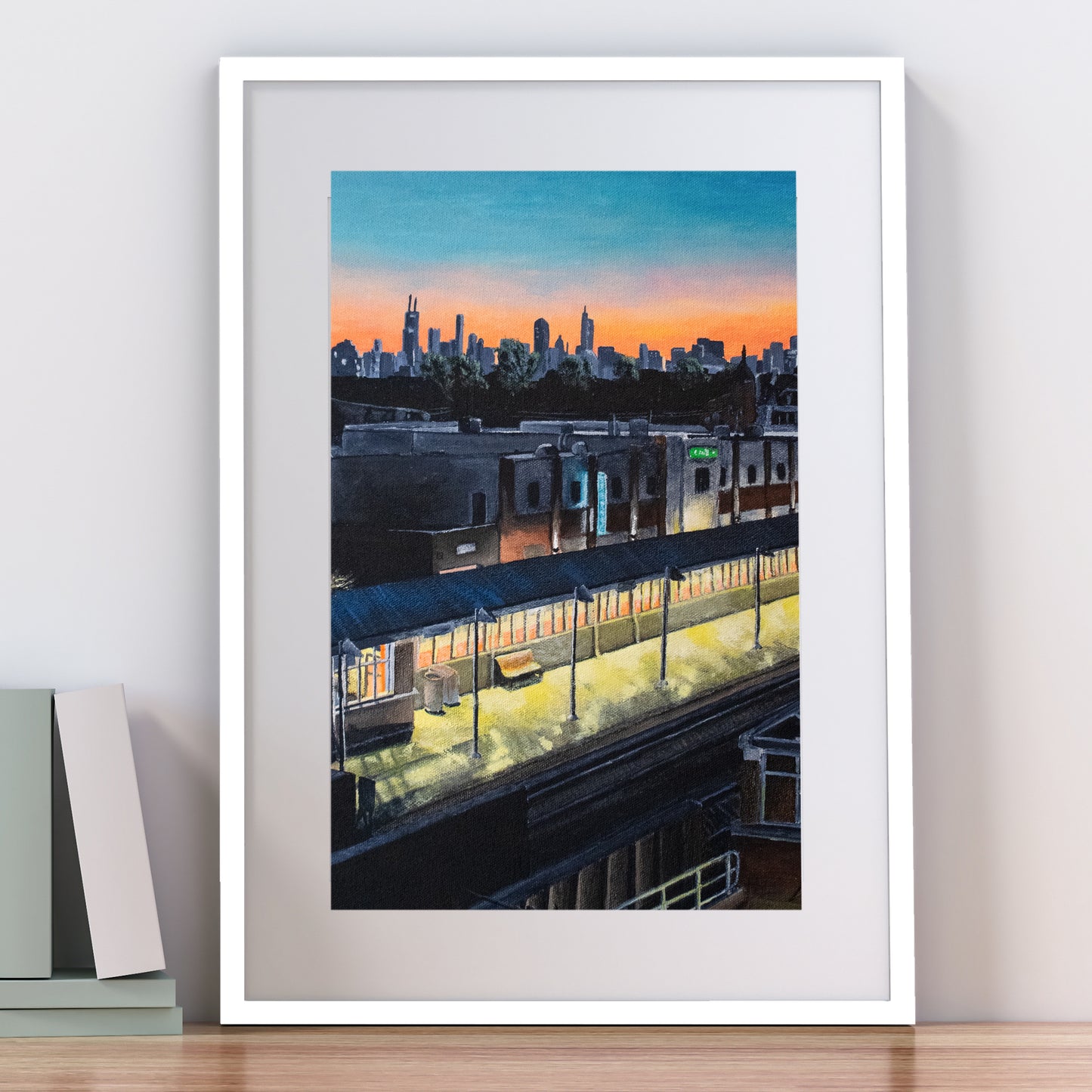 Ravenswood Metra Station at Sunrise Giclée Print