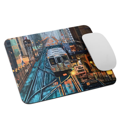 Foggy Downtown Train Mouse pad